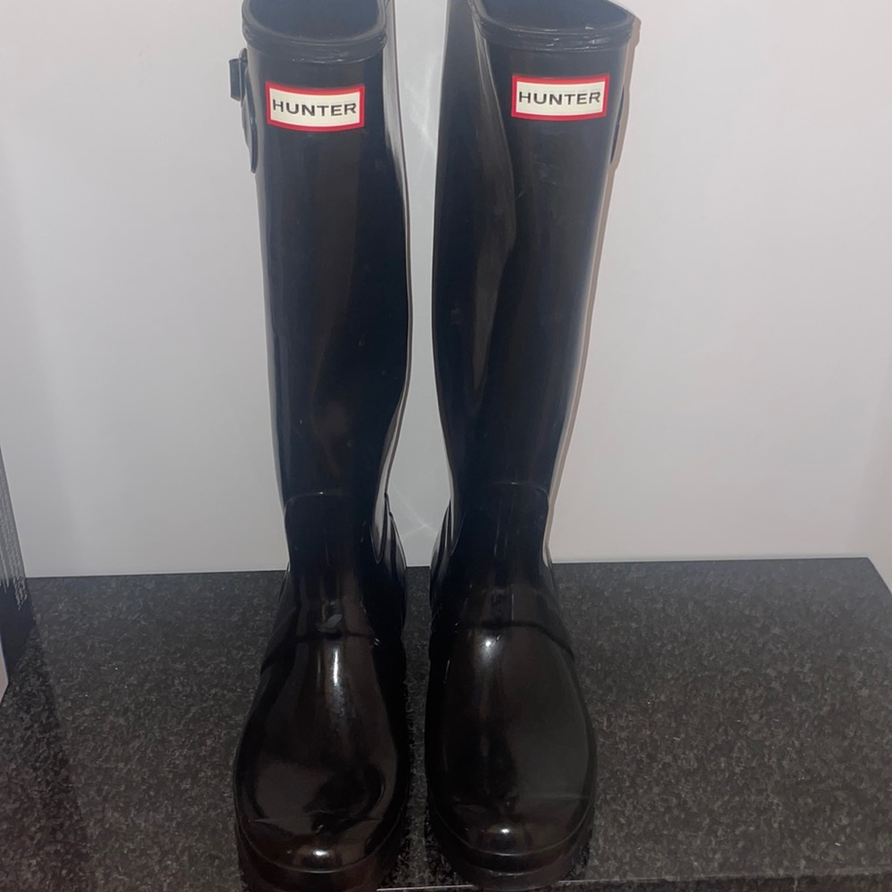 Hunter Rain Boot (W), Black Gloss size 9